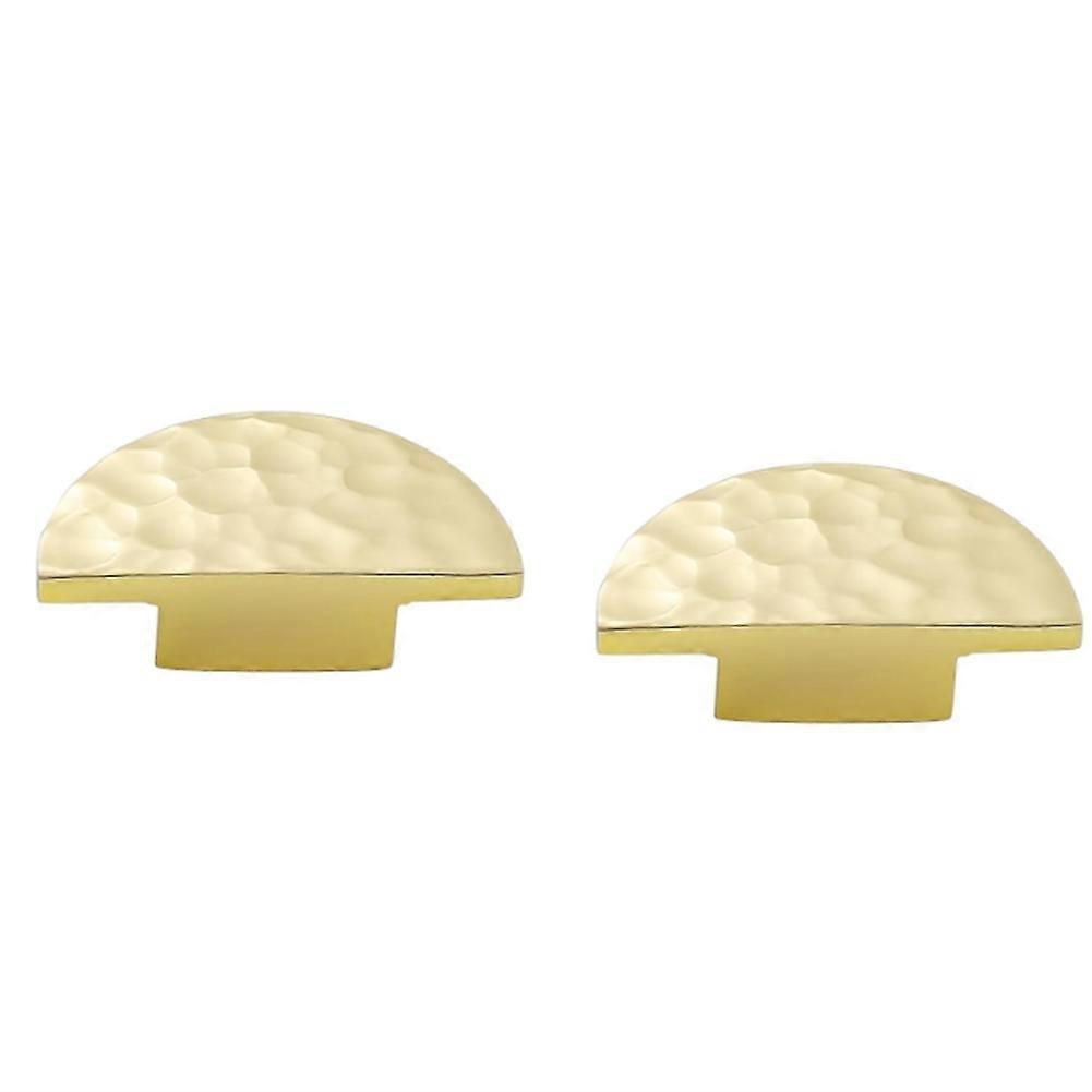 2Pack Solid Brass Cabinet Knobs, Semicircle Drawer Knobs, Hammered Dresser Drawer Pulls Handles Furniture Hardware
