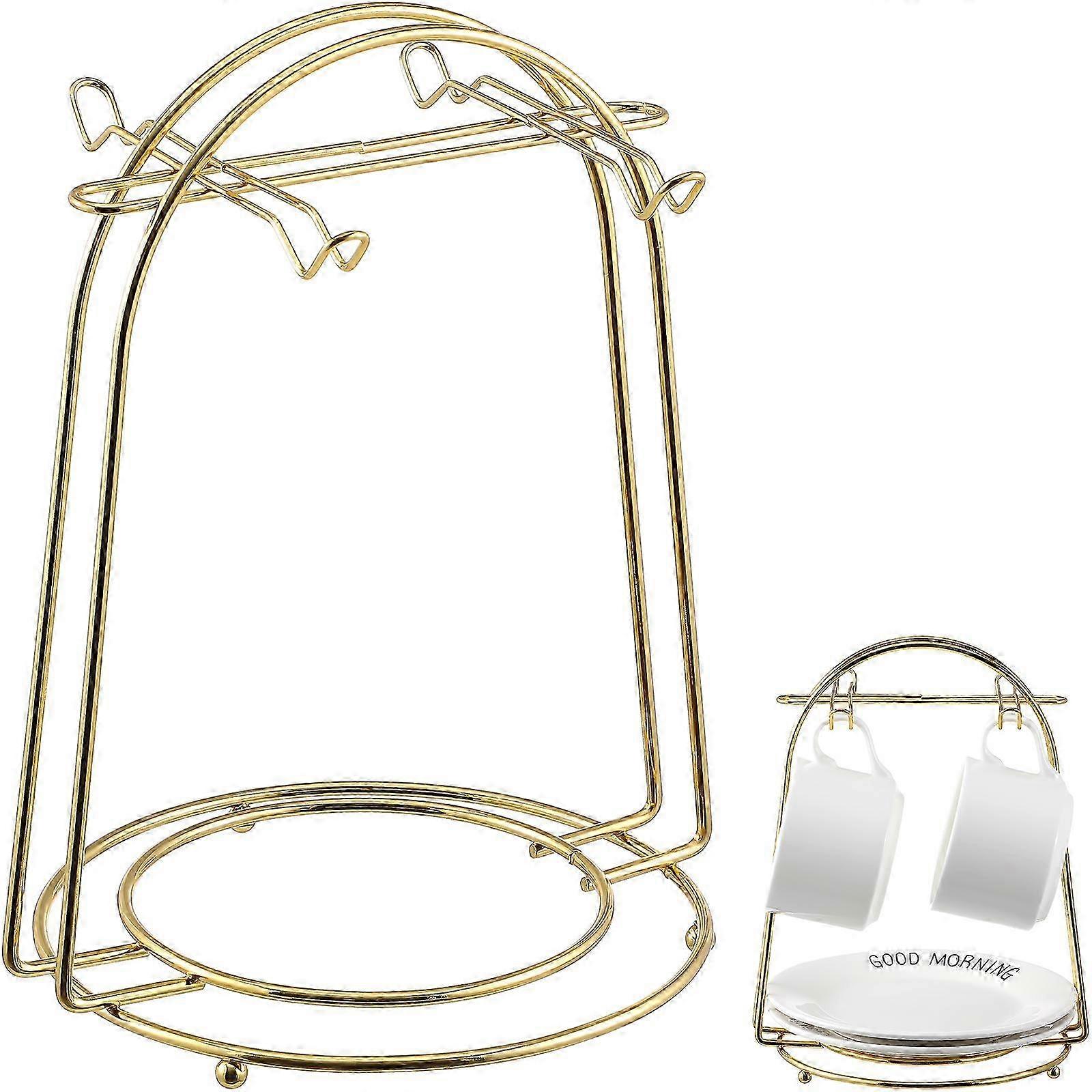 Iron Wire Rack Drying Rack Service Storage Display Stand for Tea Cups and Saucers