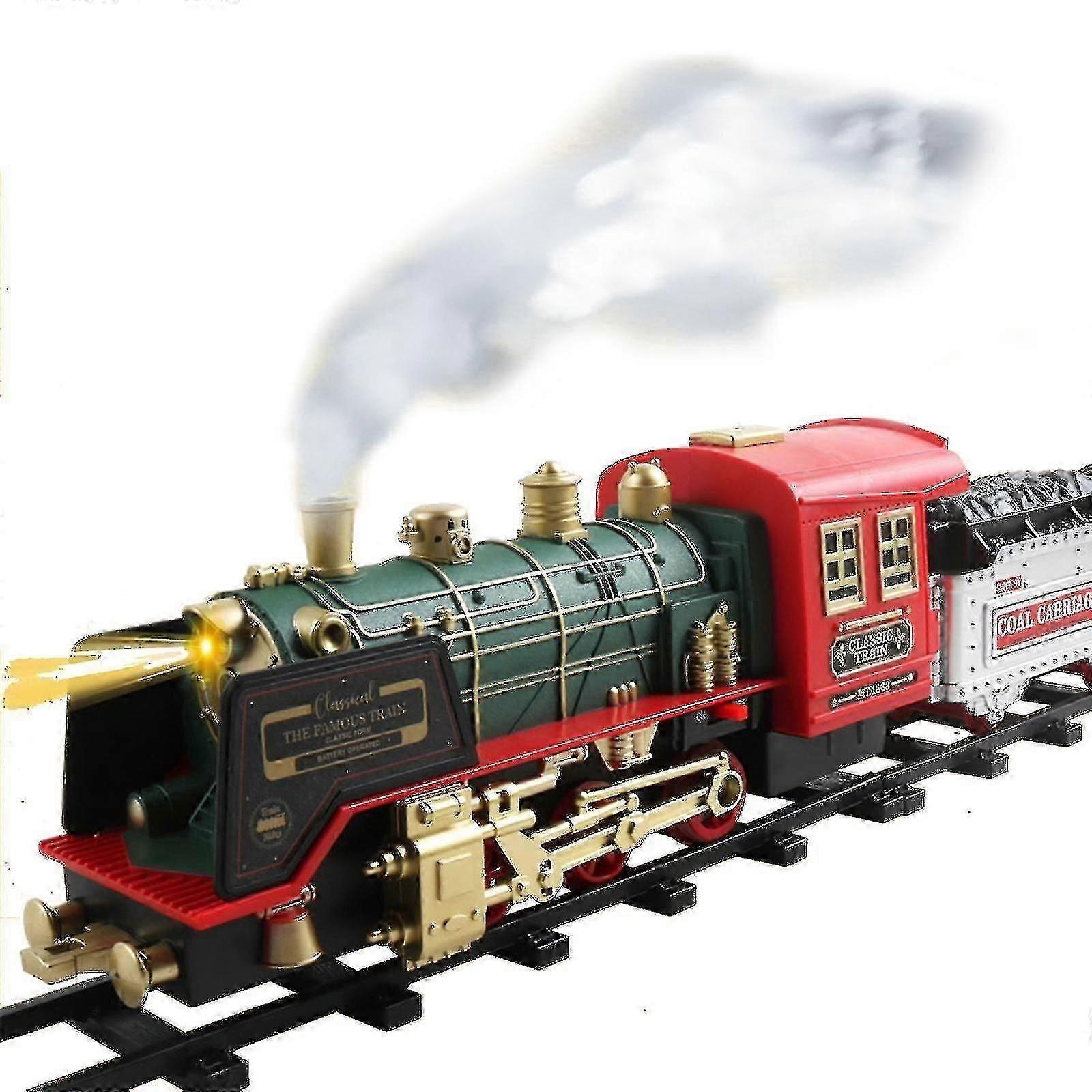 Rechargeable Electric Train Set with Remote Control, Steam Lights and Sound