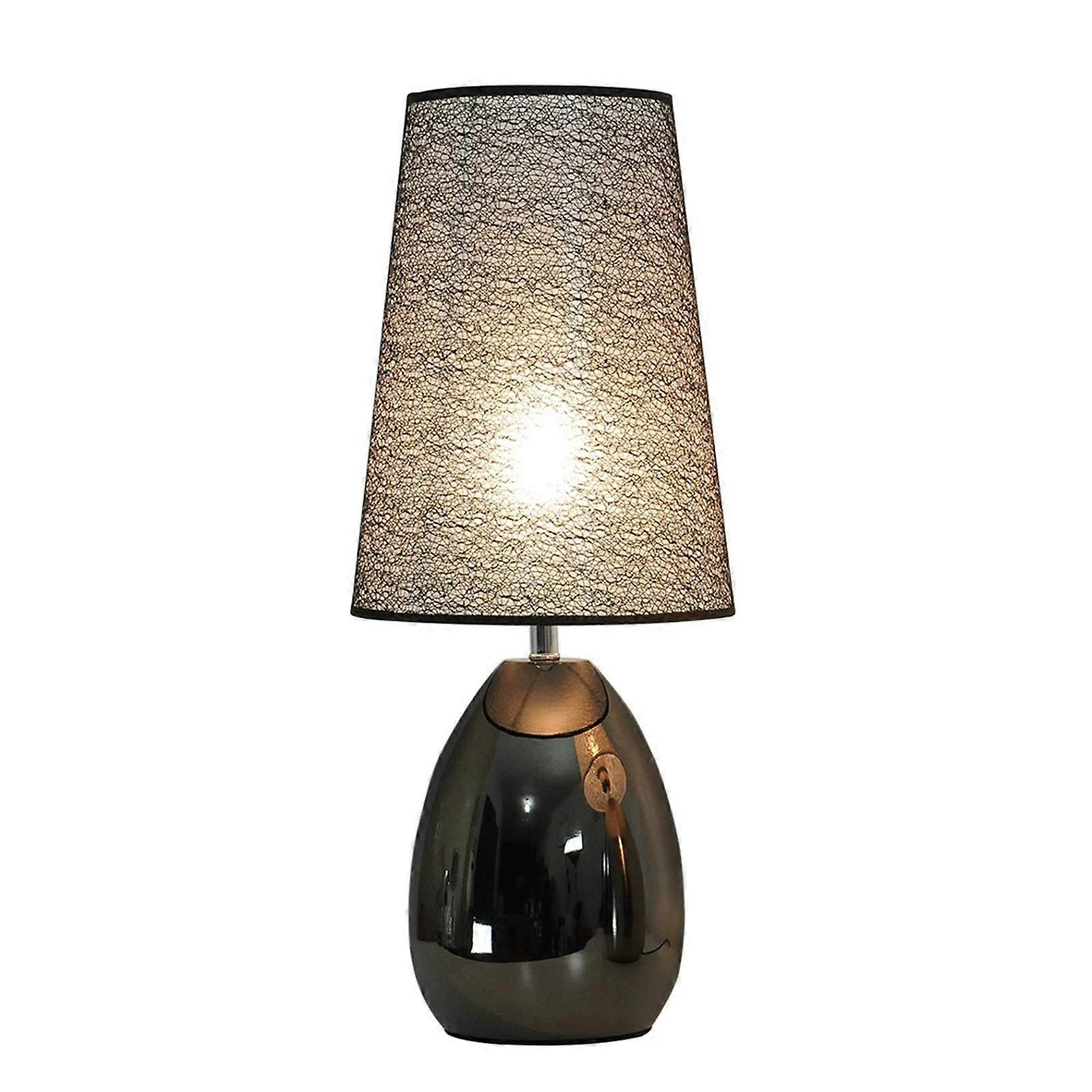 Telescope LED Desk Lamp With Metal Base And Fabric Shade Small Bedside Table Lamp For Bedroom And Living Room