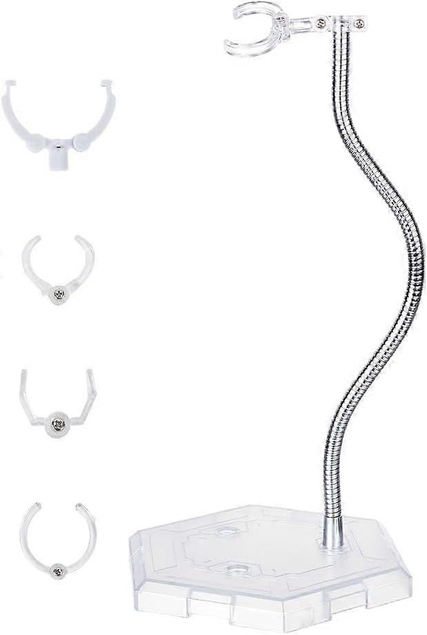 Action Figure Stands Clear Plastic Minifigures Display Stand with Adjustable Snake Bone Bracket Model Support Stand with Base Assembly Display Holder 