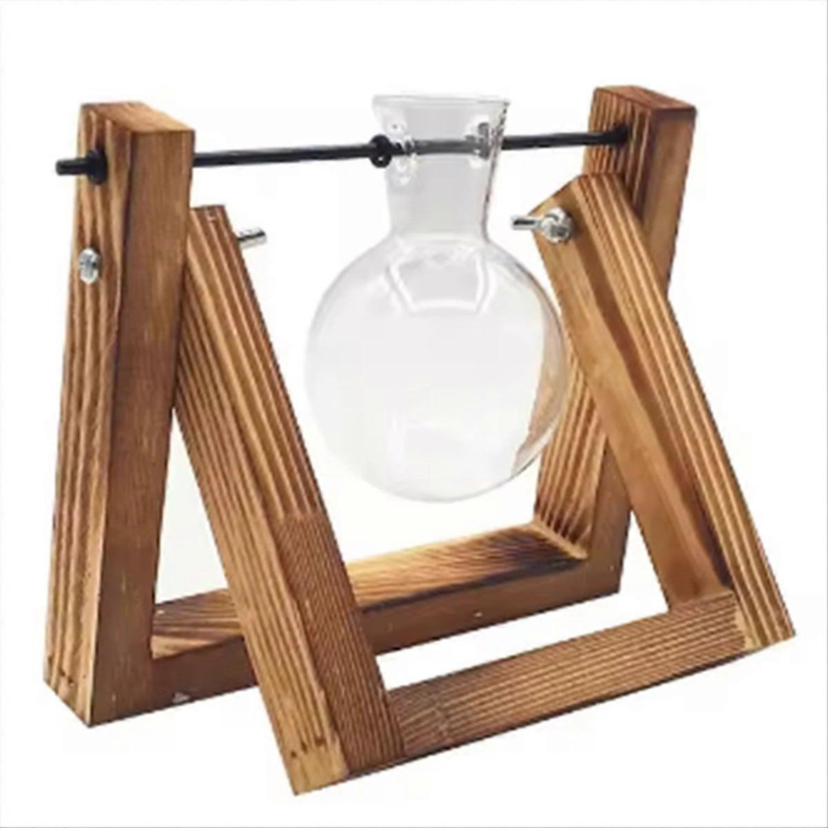 Wooden Frame Tabletop Vase Set Terrarium Display Containers A