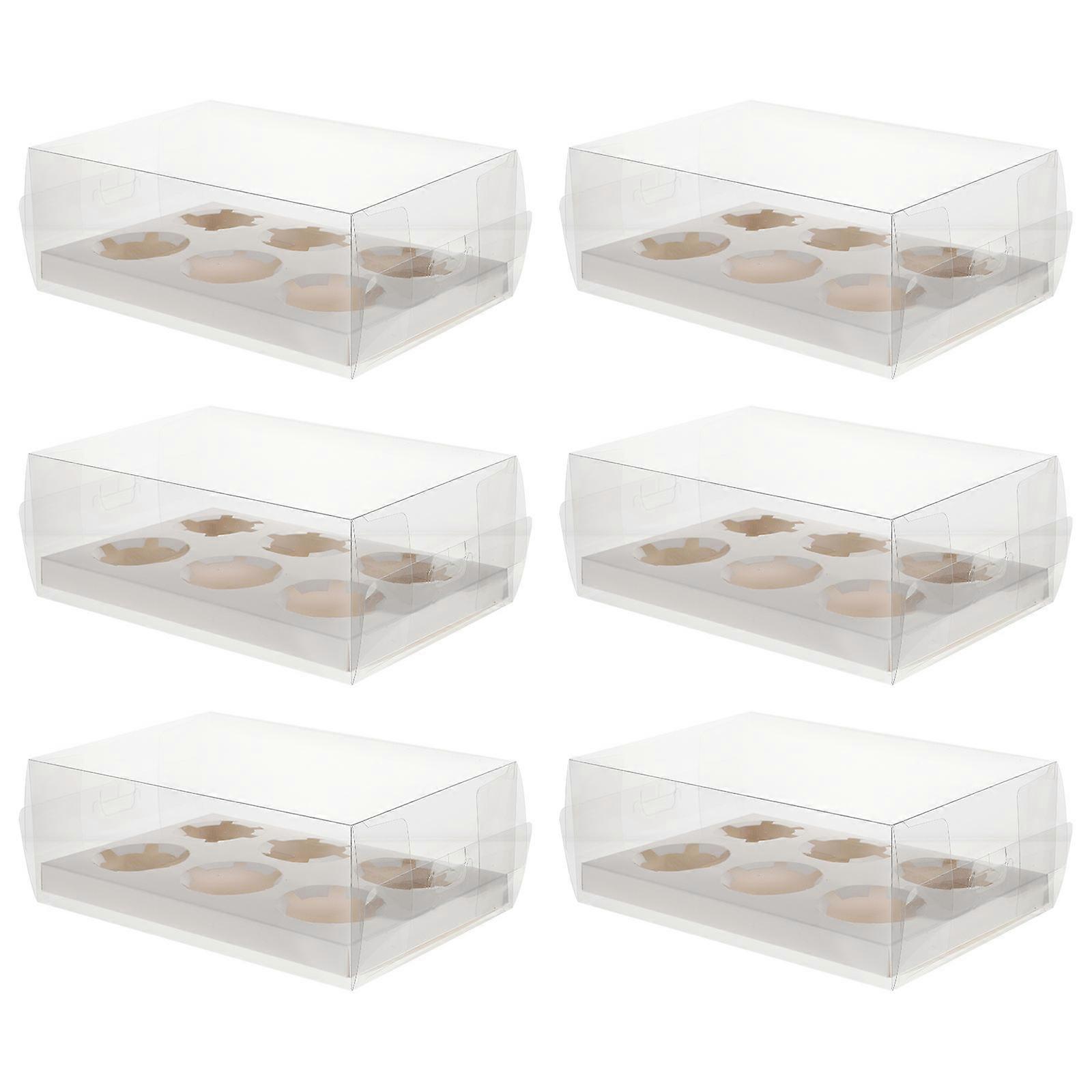 6pcs Transparent Dessert Cake Boxes Portable Cake Packaging Boxes Organizers