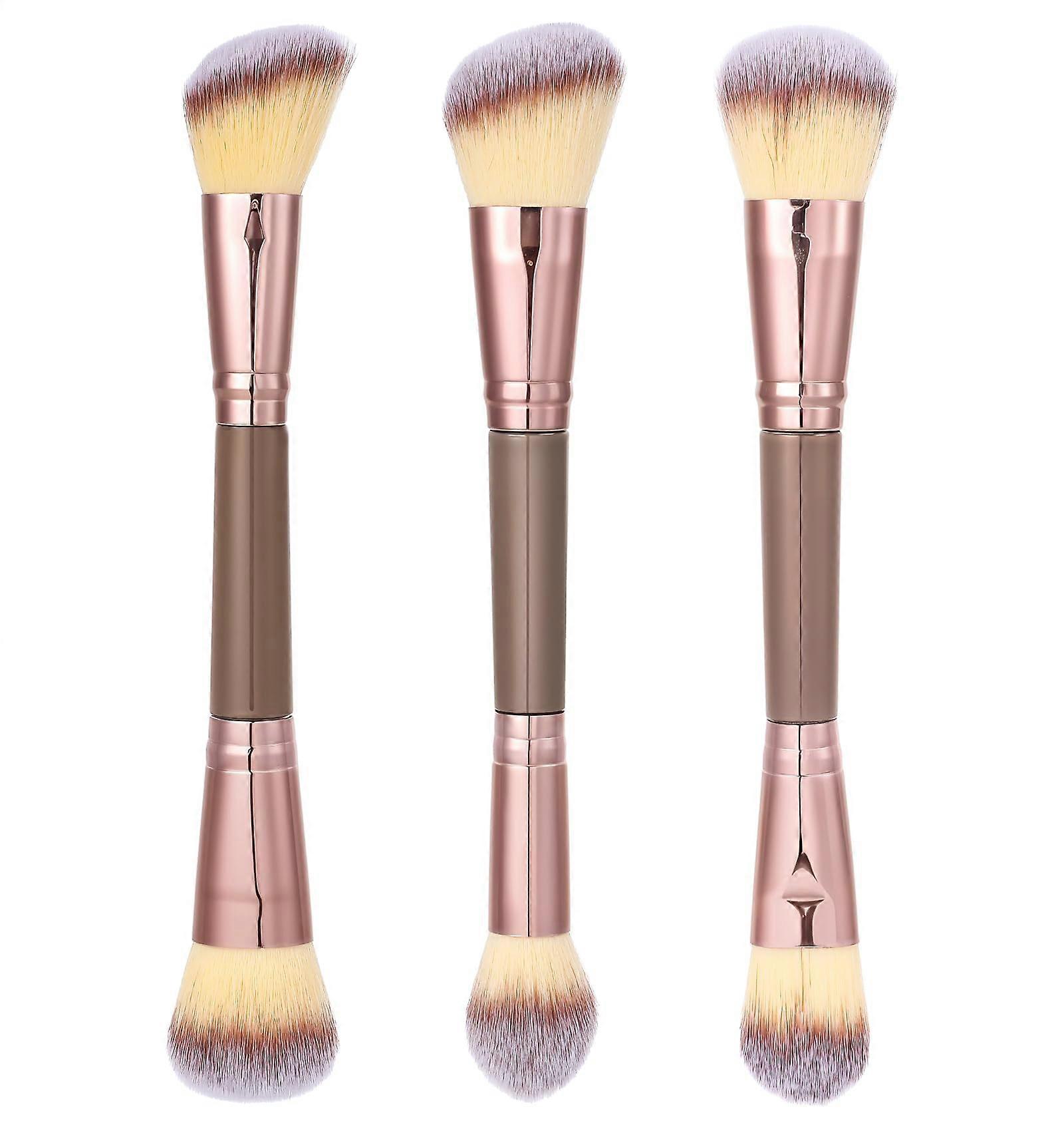 Dual Ended Makeup Brush Set with Round and Angled Heads for Foundation Contour and Concealer