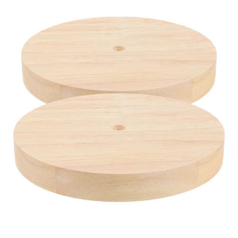 Round Wood Lamp Base for Display Lighting 2Pcs Stable Table Lamp Bases