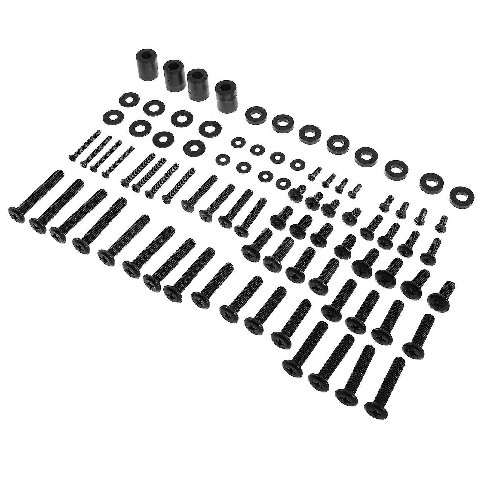 TV Mounting Screw Complete Kit for Secure Installation 88Pcs Black Hardware Set
