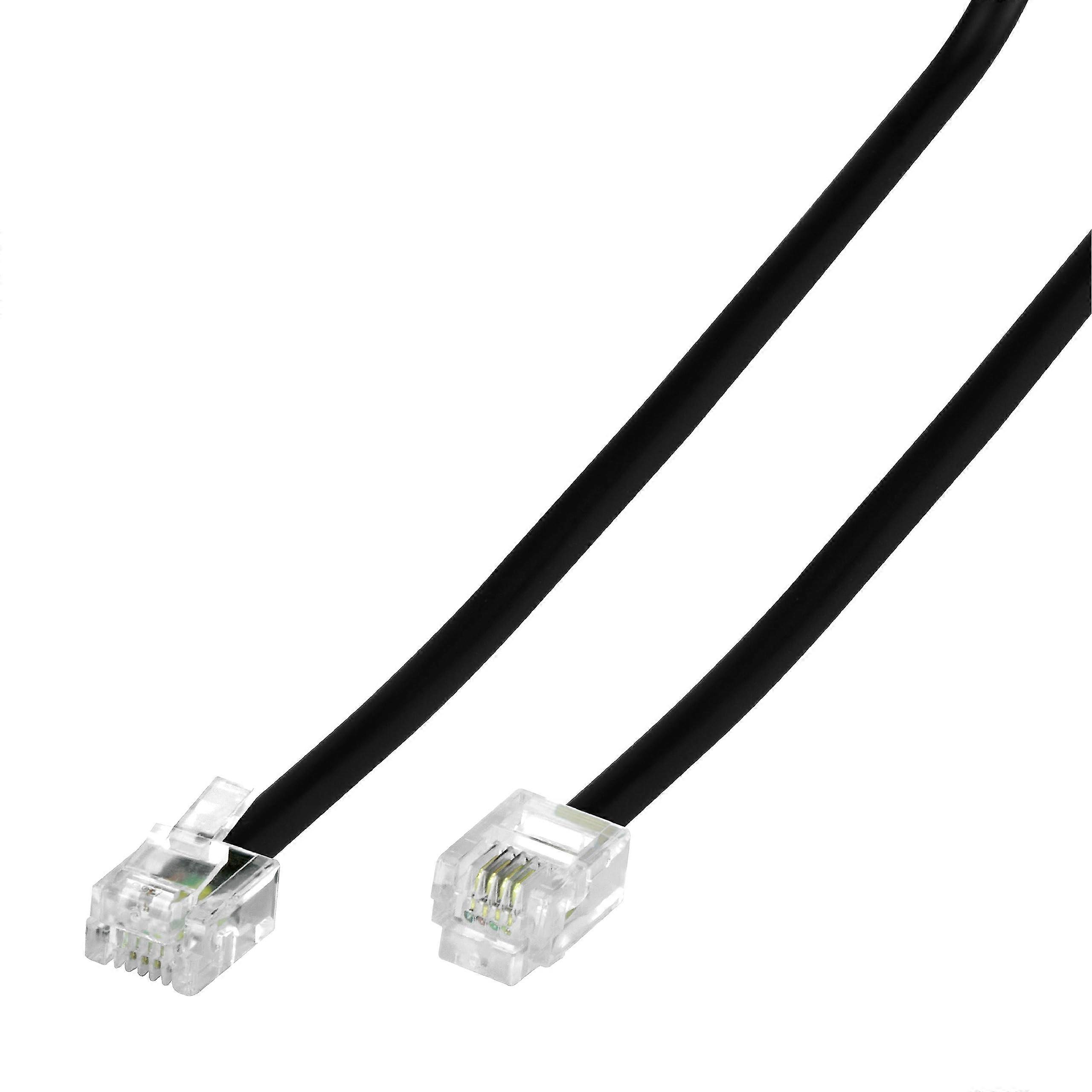 RJ11 Telephone Cable 6P4C Extension Cord 7ft Black for Modem Fax Clear Signal Transmission
