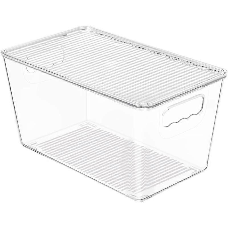 1 Pack Clear Stackable Storage Bins with , Medium Plastic Containers with Handle for Pantry Organizer and Storage, for Kitchen,Fridge,Cabine