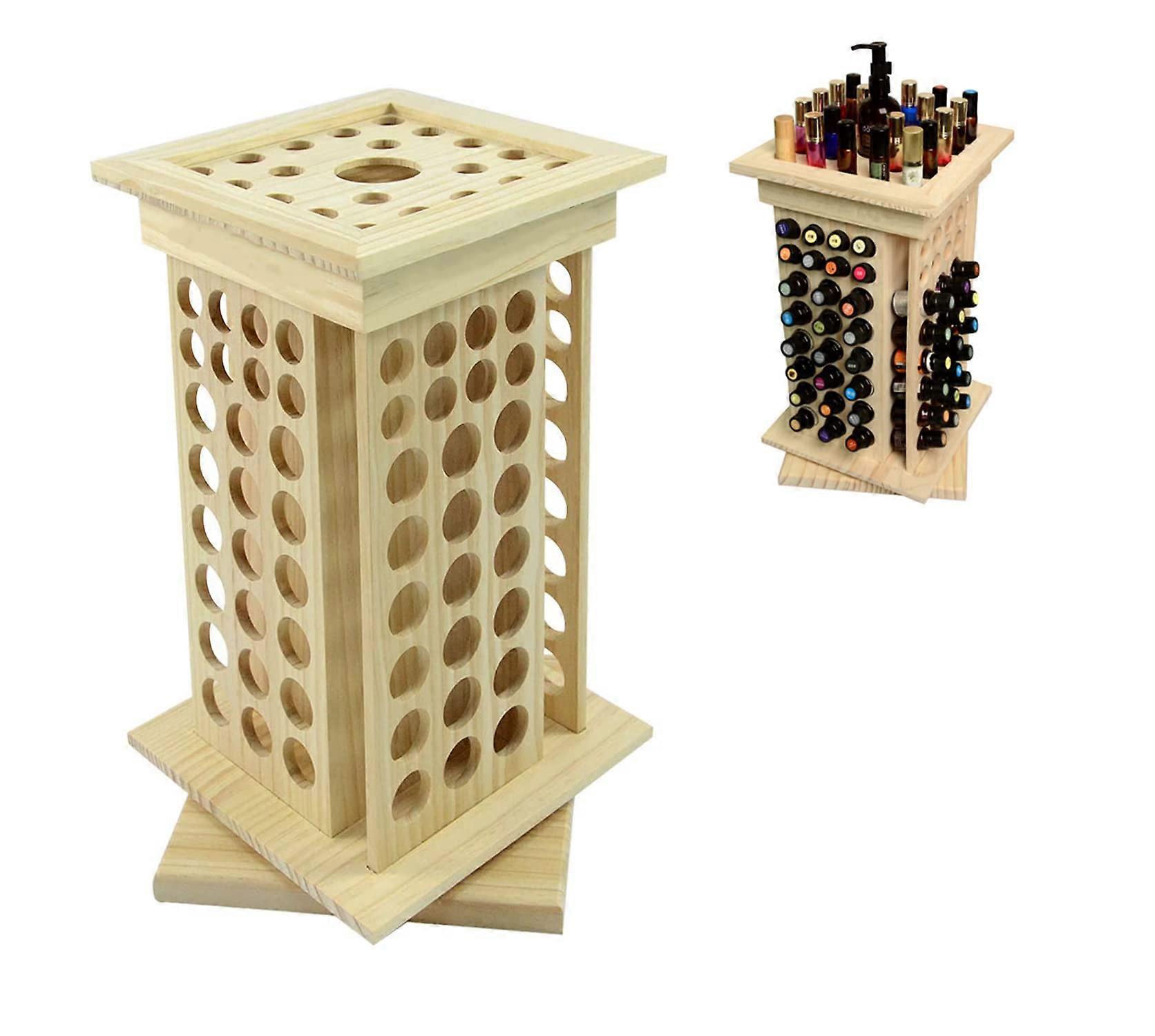Essential Oil Storage Organizer 360° Rotating Wooden Rack 125 Slots 8Tier Shelf for 5ml15ml Bottles