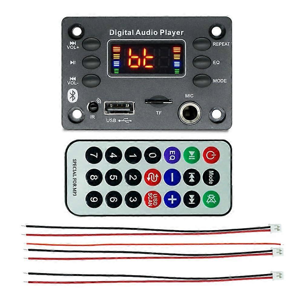 Bluetooth 5.0 Stereo Audio Amplifier 2x25W with FM Radio, Mic Input and Lossless Music Support