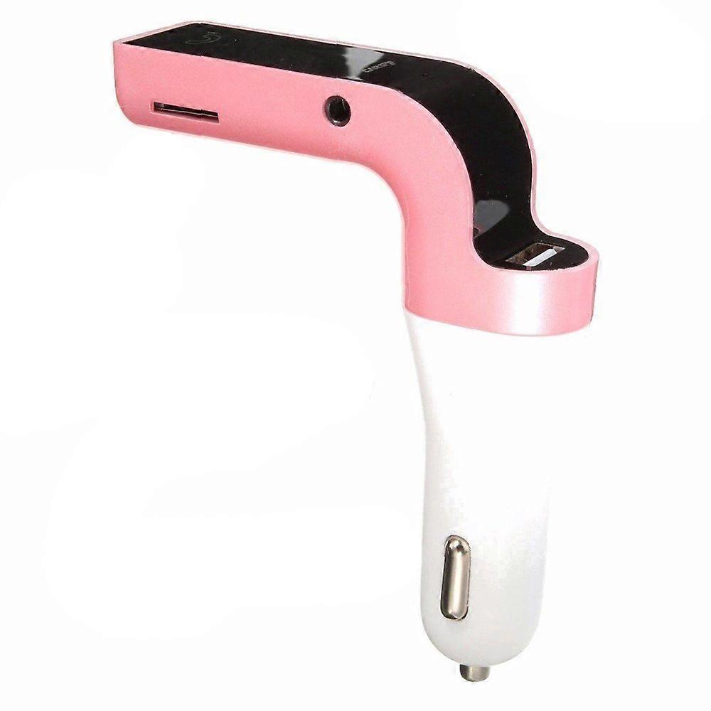 Bluetooth FM Transmitter Car Bluetooth Adapter with Fast Charging USB and LCD Display Pink