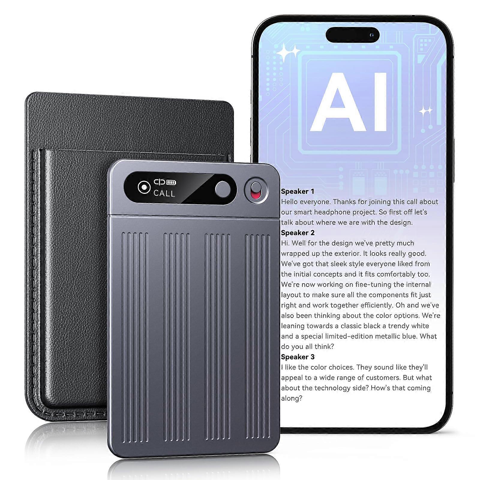 AI Voice Recorder with RealTime Transcription, 64GB 4000Hr Storage, Bluetooth, Noise Reduction Mics