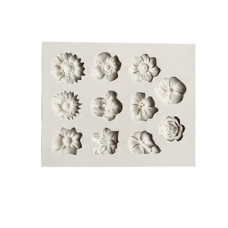 2Pcs Flower Shape Silicone Fondant Mold for Cake Decorating with Realistic 3D Texture