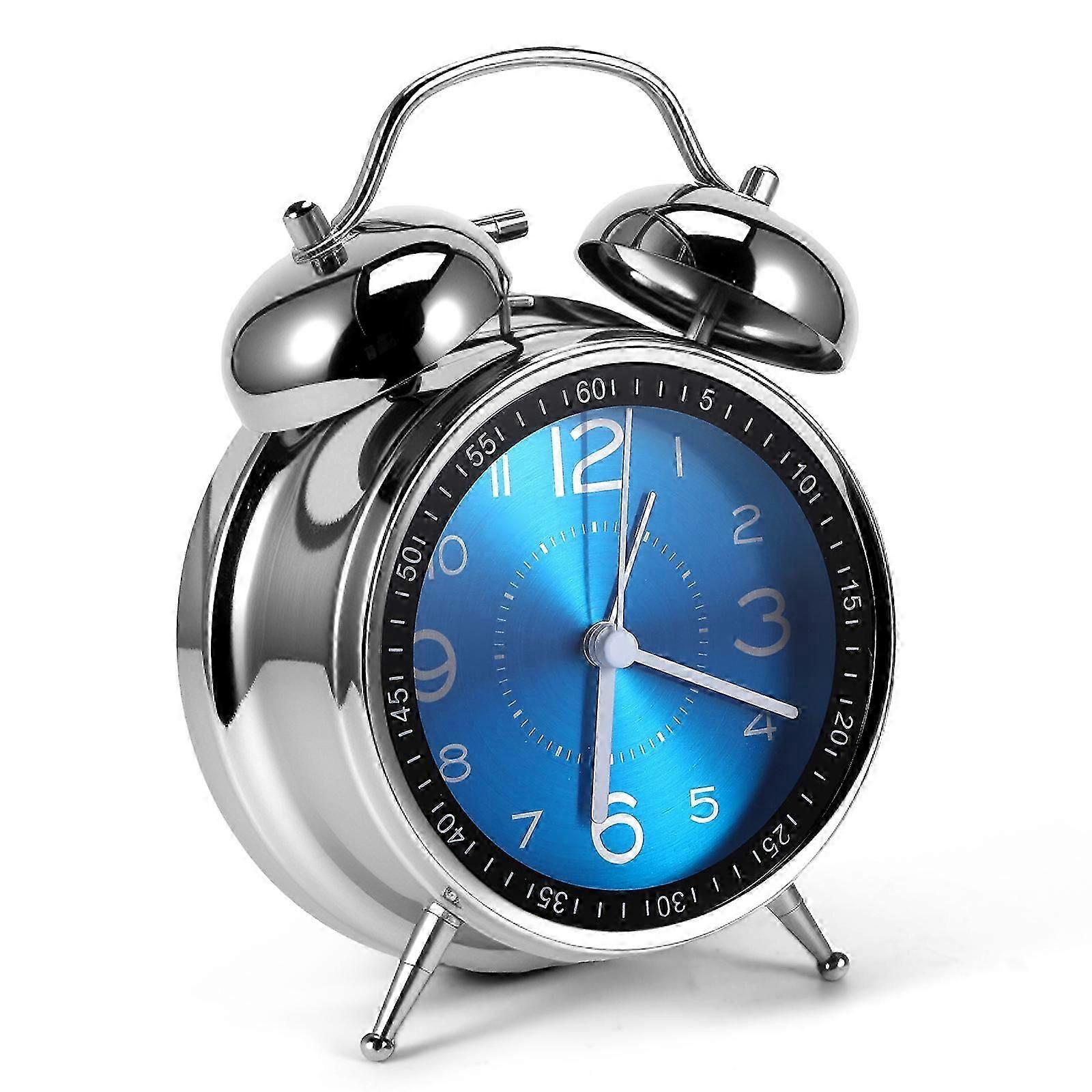 4.5-inch Electroplated Metal Bell Alarm Clock Blue