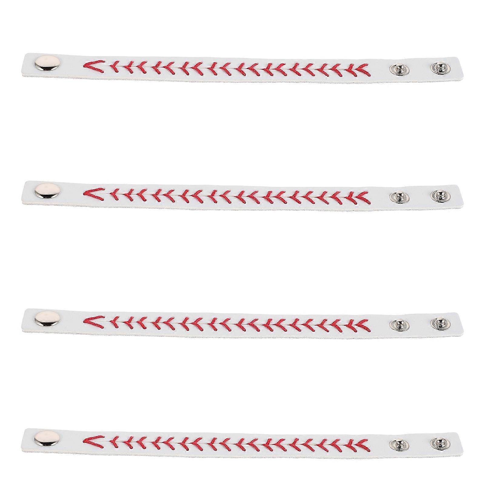 Baseball Baseball Bracelets Adjustable PU Cord 4Pcs for Commemorative Use