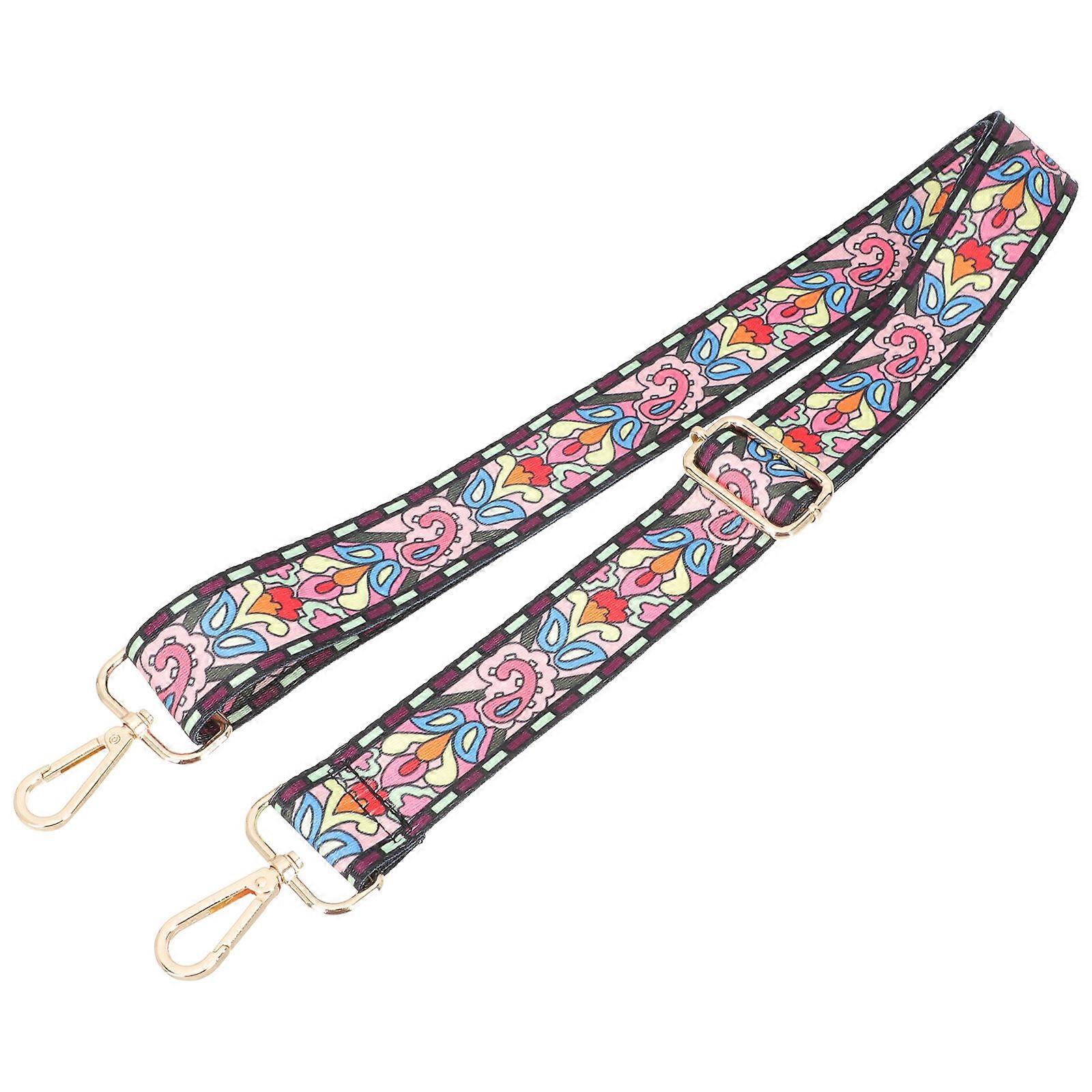 Floral Printed Banjo Strap Adjustable Wide Strap For Performance Musicians 1Set Polyester