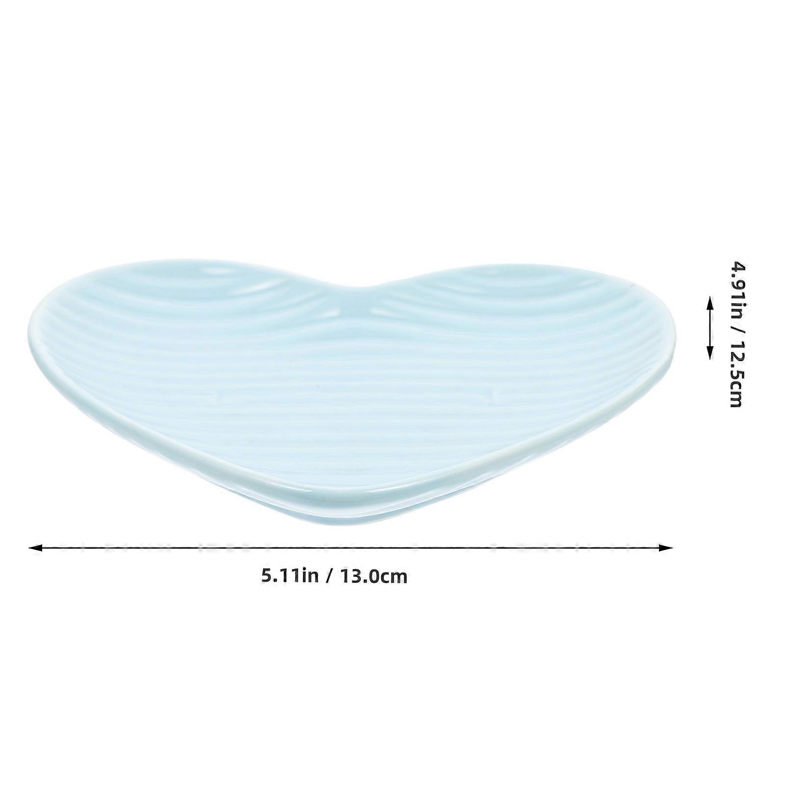 Heart Shaped Dessert Storage Tray For Home Use Blue Ceramic Display 1Pack