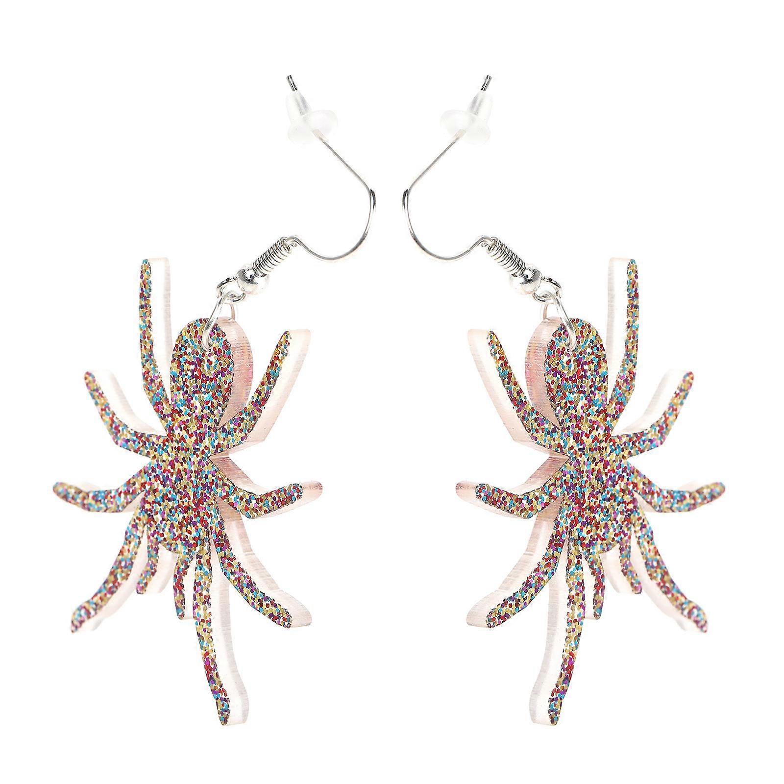 Creative Colorful Spider Earrings Acrylic for Decoration 2Pcs Set