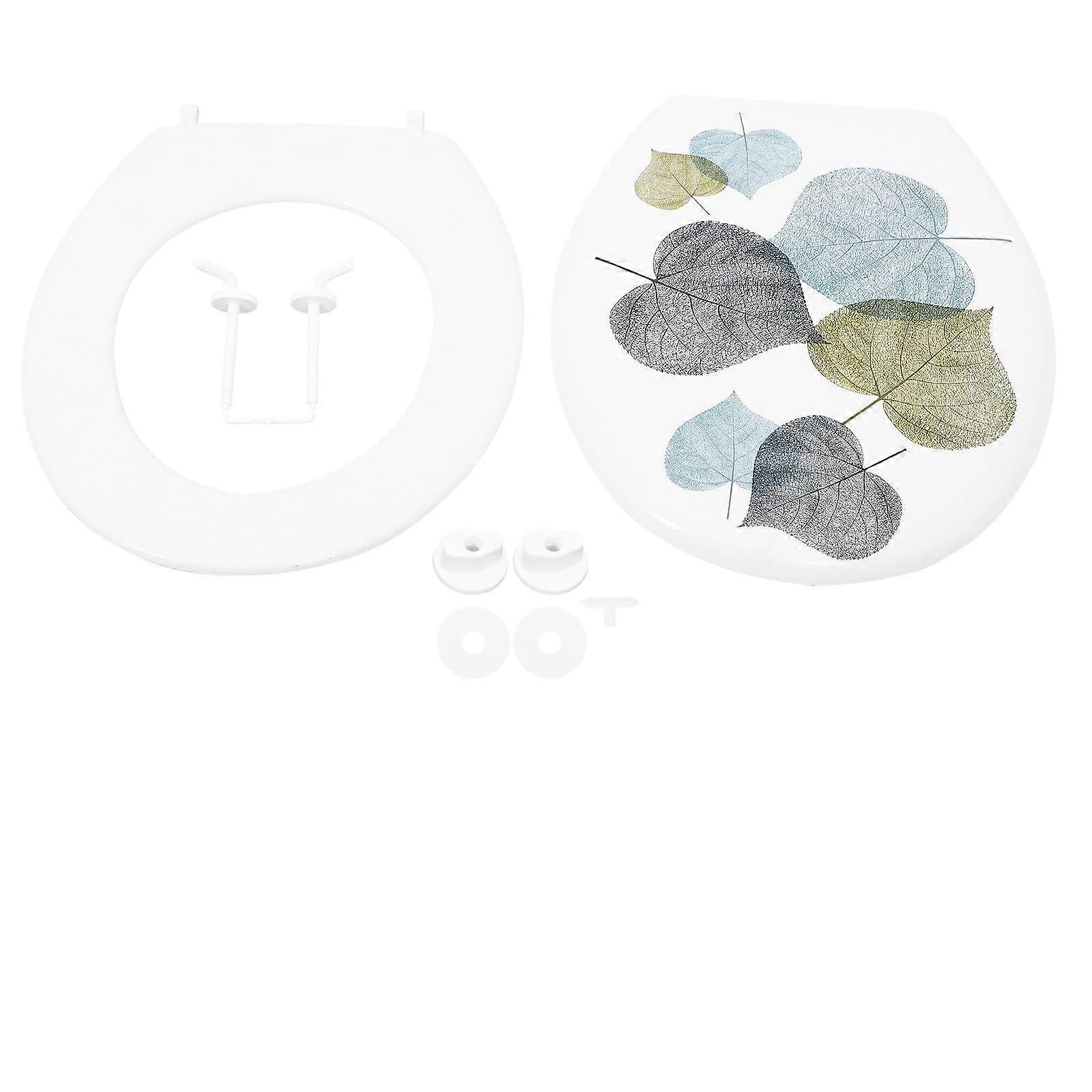 Universal OShape Toilet Seat Replacement with Gold and Silver Leaf Pattern, EasyClean Durable Design Ref:7757