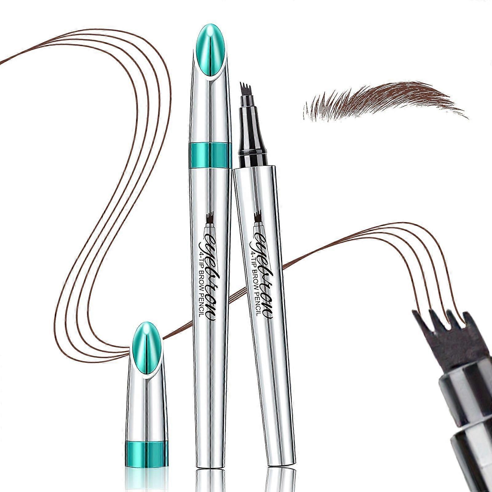 Waterproof Microblading Eyebrow Pen with 4Prong Fork Tip for Natural LongLasting Brows Reddish Brown