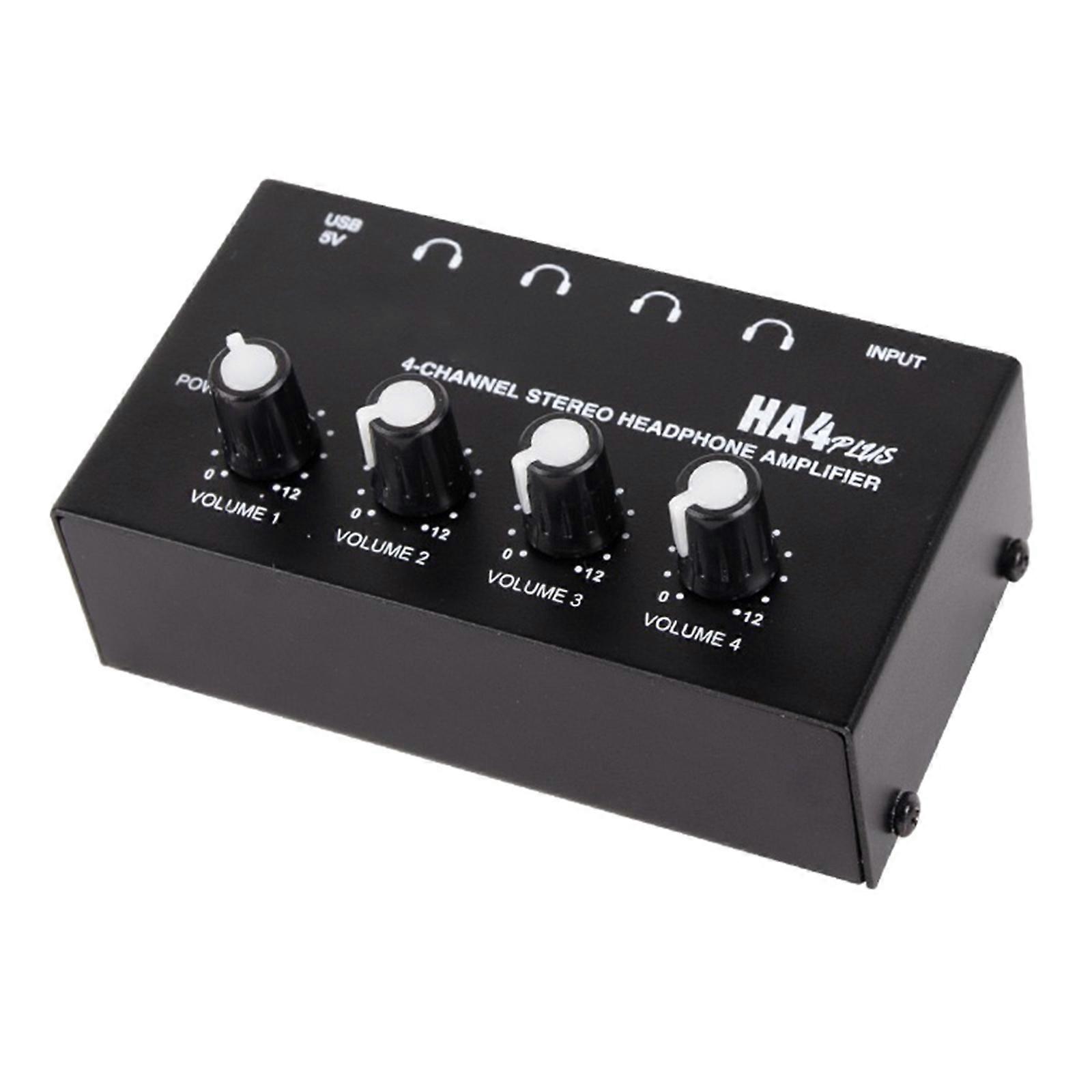 Répartiteur de casque HA4 Plus pour 4 utilisateurs, amplificateur de casque USB, idéal pour les voyages et les sessions d'écoute en groupe (multicolore).