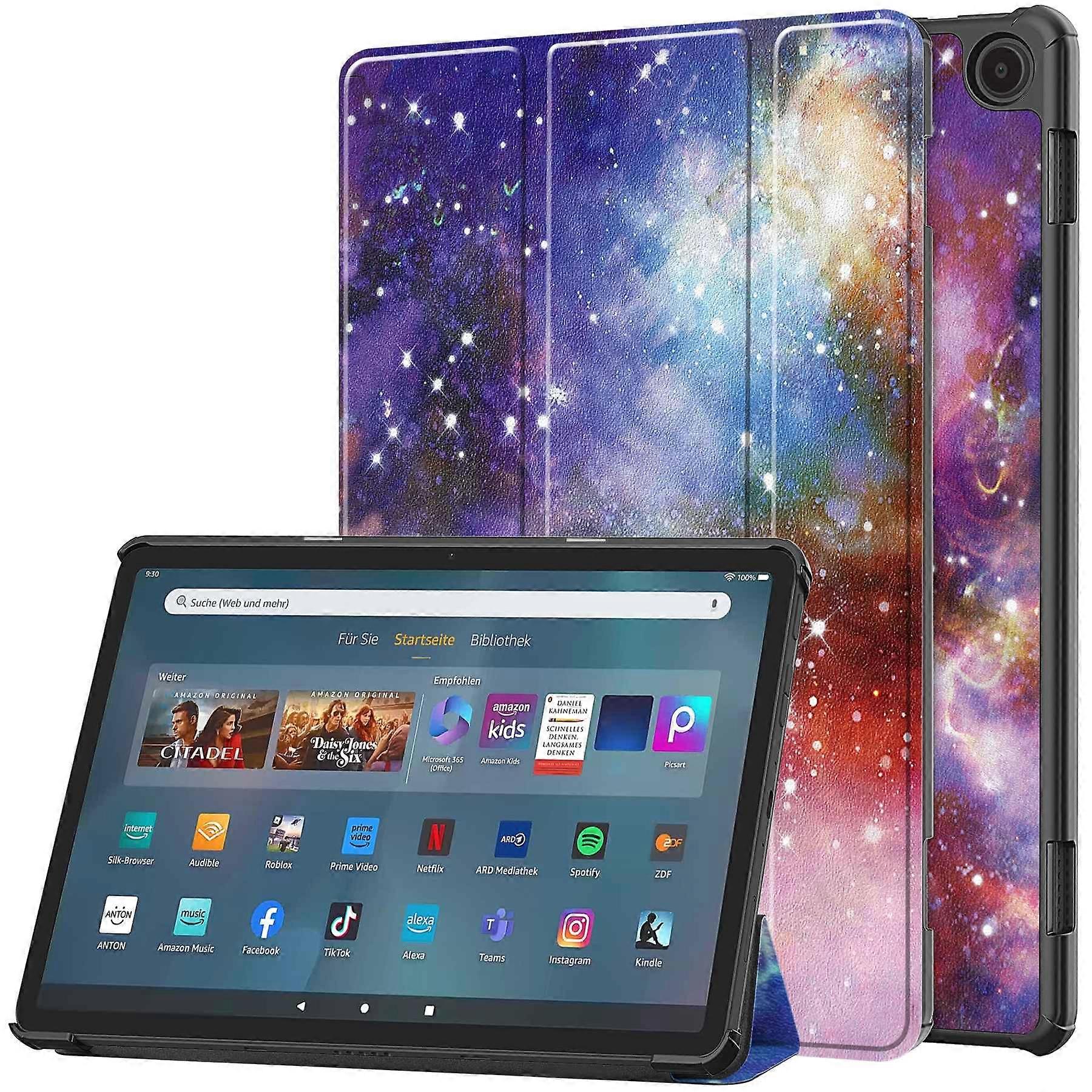For Amazon Fire Max 11 Auto Wake/Sleep PU Leather Tablet Case Tri-fold Stand Pattern Printed Cover