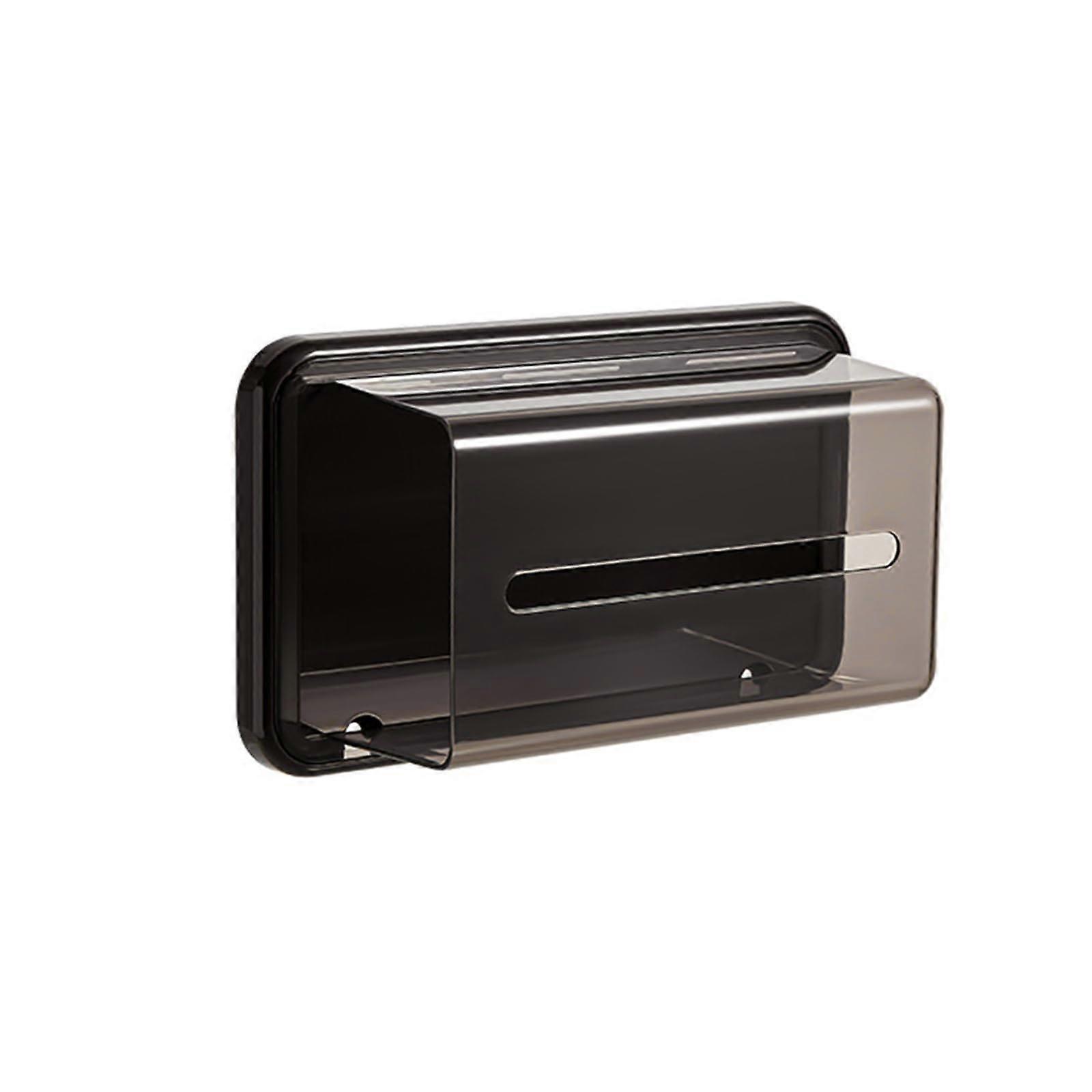 Wall Mounted Tissue Box Holder with Magnetic Lock, ABS Storage Organizer for Kitchen Bathroom