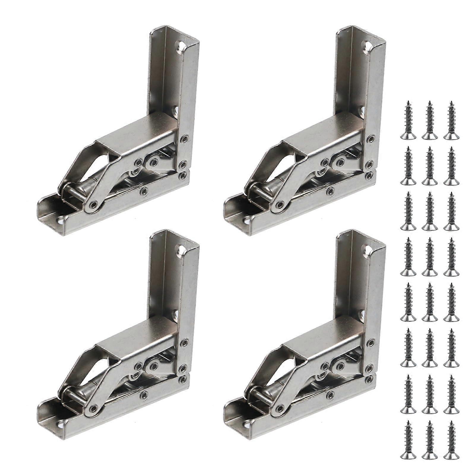4PCS 90/180 Degree Folding Shelf Hinges and Hidden Cabinet Hinges RustResistant Steel Brackets