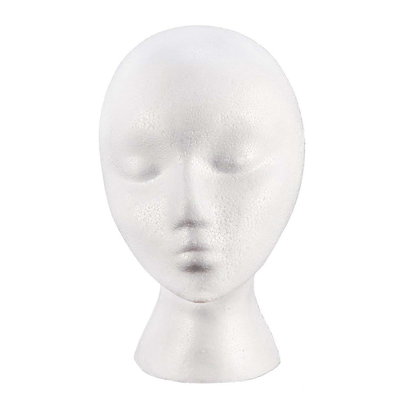 Foam Mannequin Head with Stable Base for Wig and Hat Display, White Lightweight Stand