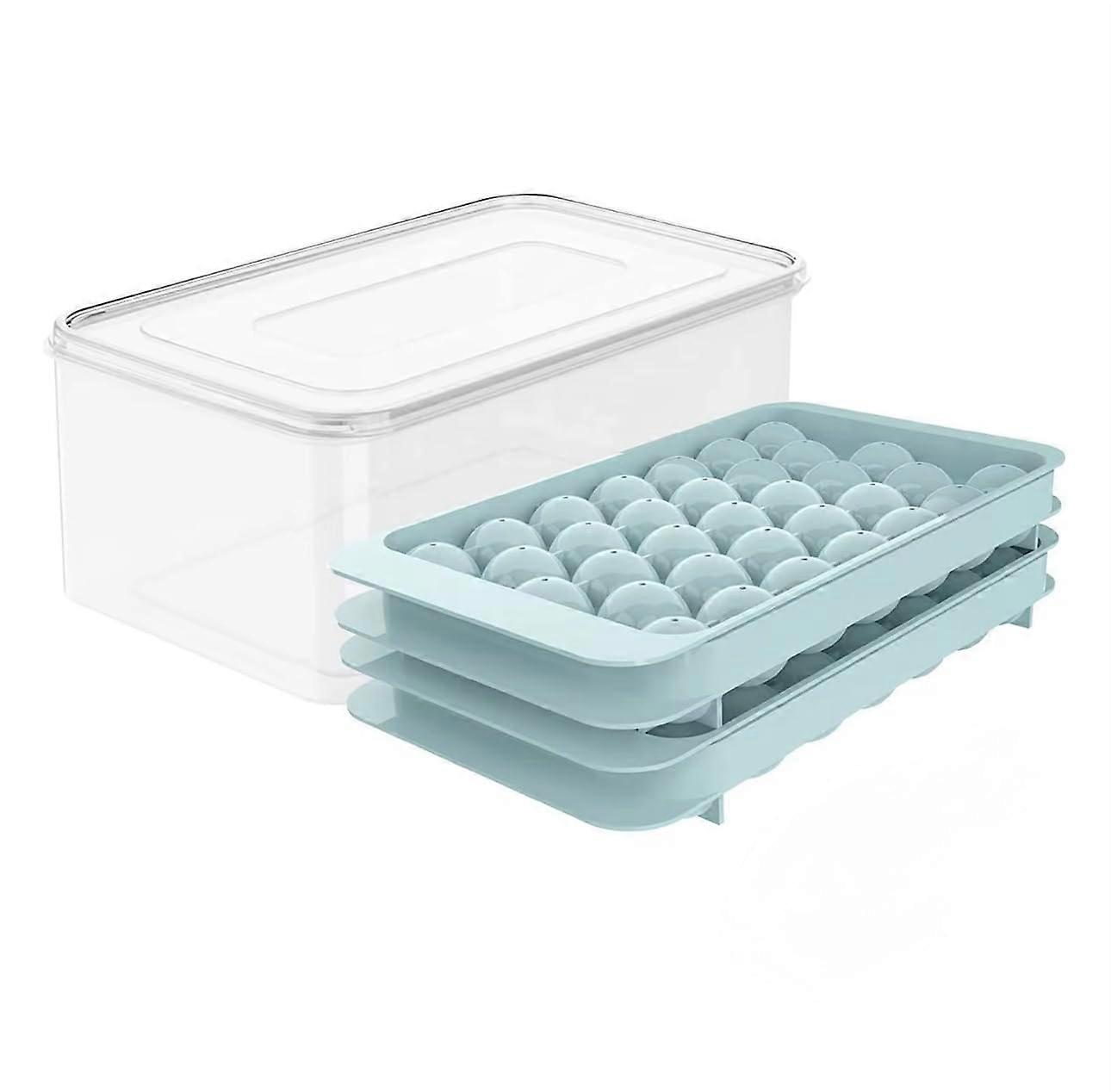 Ice Ball Maker Set 2 Pack with Storage Container, 64Sphere BPA Stackable Trays for Whiskey and Cocktails