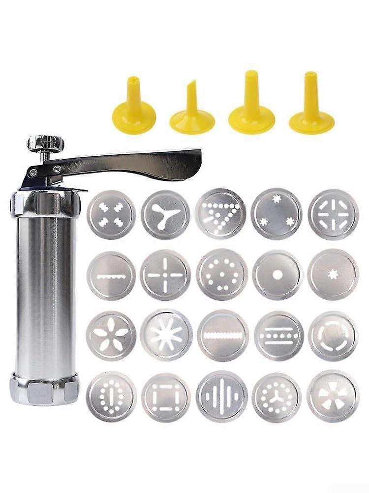 Cookie Press with 20 Pattern Discs, Durable Aluminum Biscuit Maker for Easy Home Baking