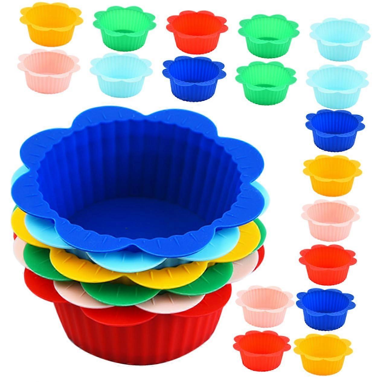 Silicone Baking Cups NonStick Reusable Cupcake Liners 24pcs for Muffins and Cake Baking