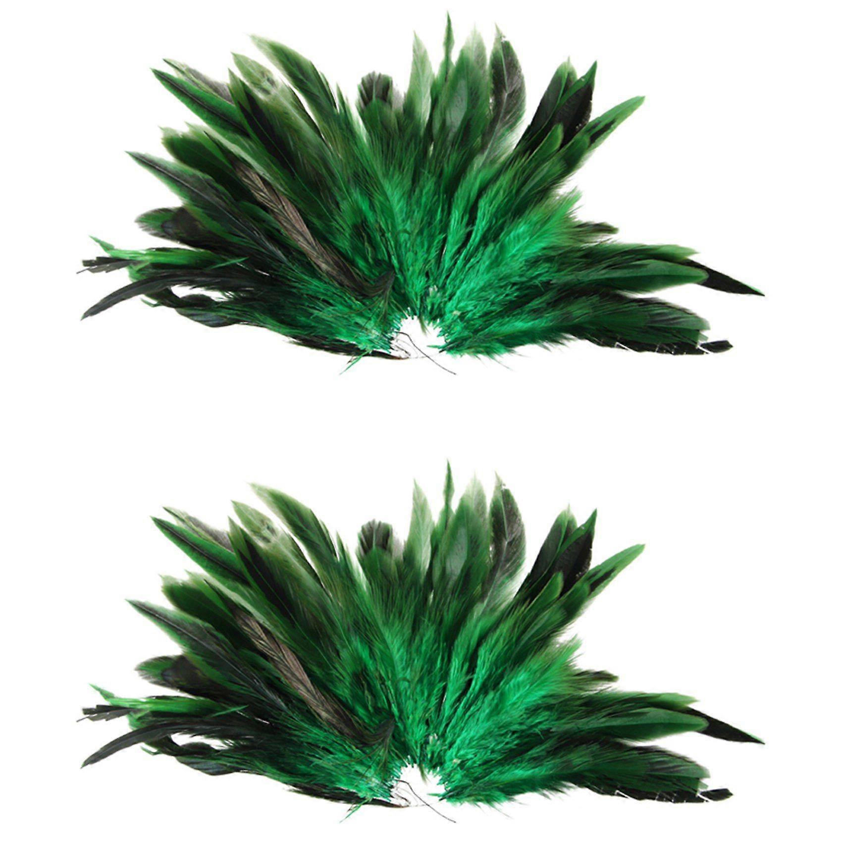 Approx. 100Pcs Dyed Decoration Rooster Cock Feather Green