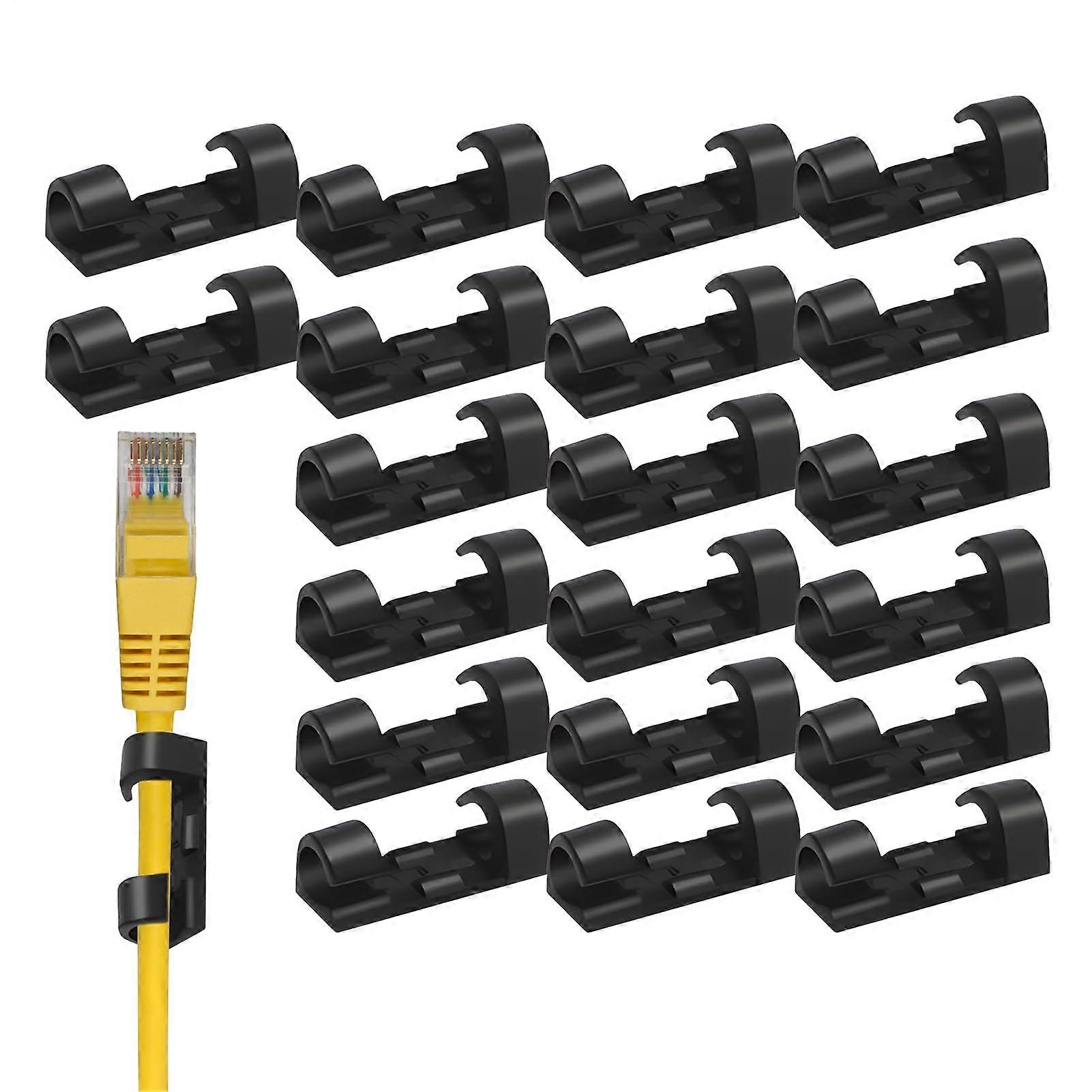 Cable Management Kit with Self Adhesive Desk Cable Organizer Clips for Tangle Workspace Black