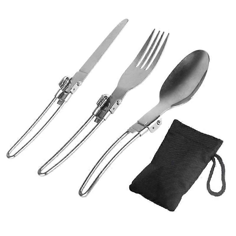 Cookware Backpack Fork Stainless Steel Fold Knife Utensil Spoon Set