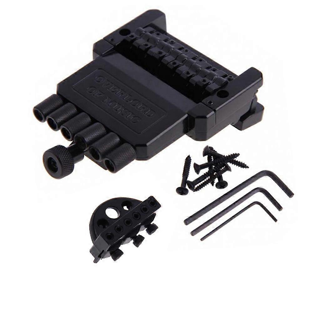 1 Set 6 String Saddle Headless Guitar Bridge Tailpiece Black