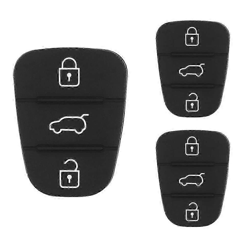 3 Pack 3 Button Car Key Rubber Button Remote Control Car Key Case Replacement Parts