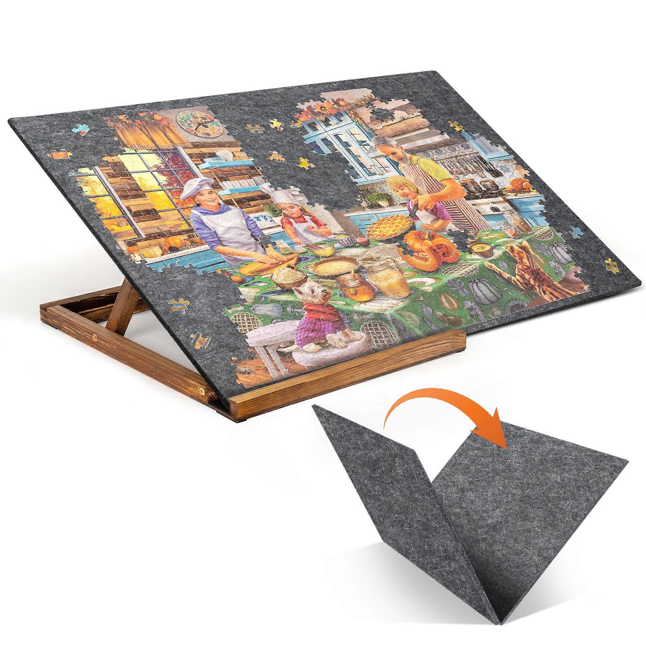 Foldable Jigsaw Puzzle Board with Adjustable Stand for 1000 Pieces Dark Gray Lightweight