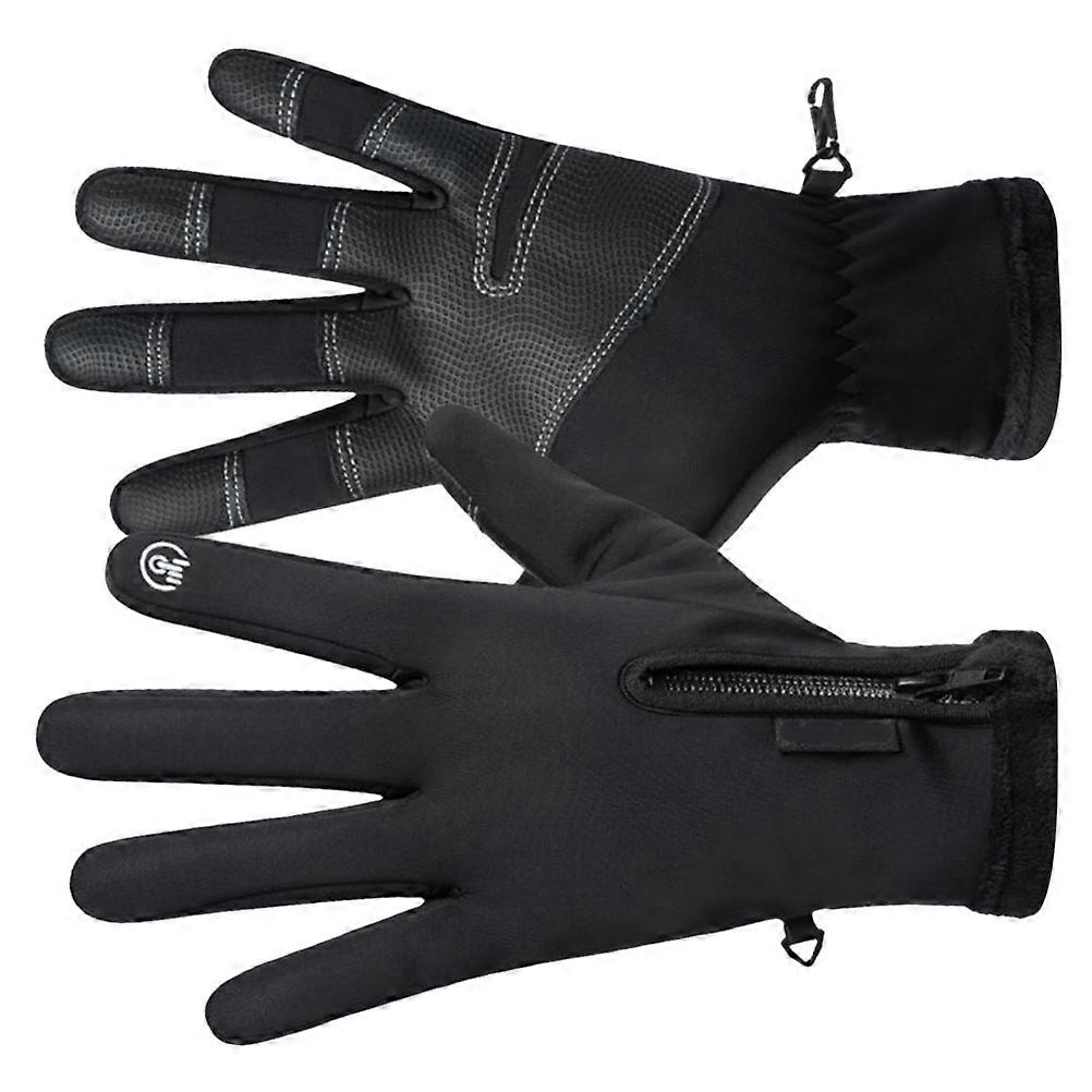 Black Windproof Riding Gloves for Outdoor Use 1Pair Touch Screen