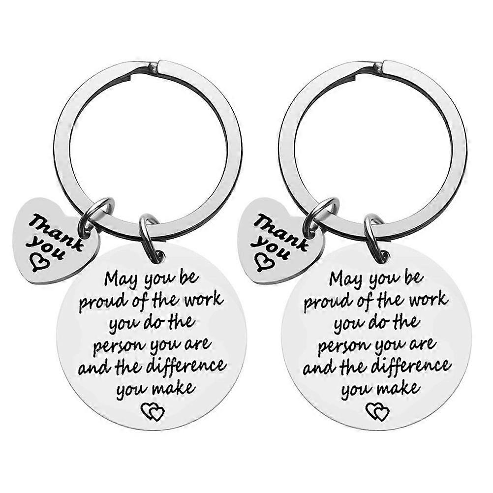 Silver Key Ring Stainless Steel for Retirement with 2Pcs Gift Chains