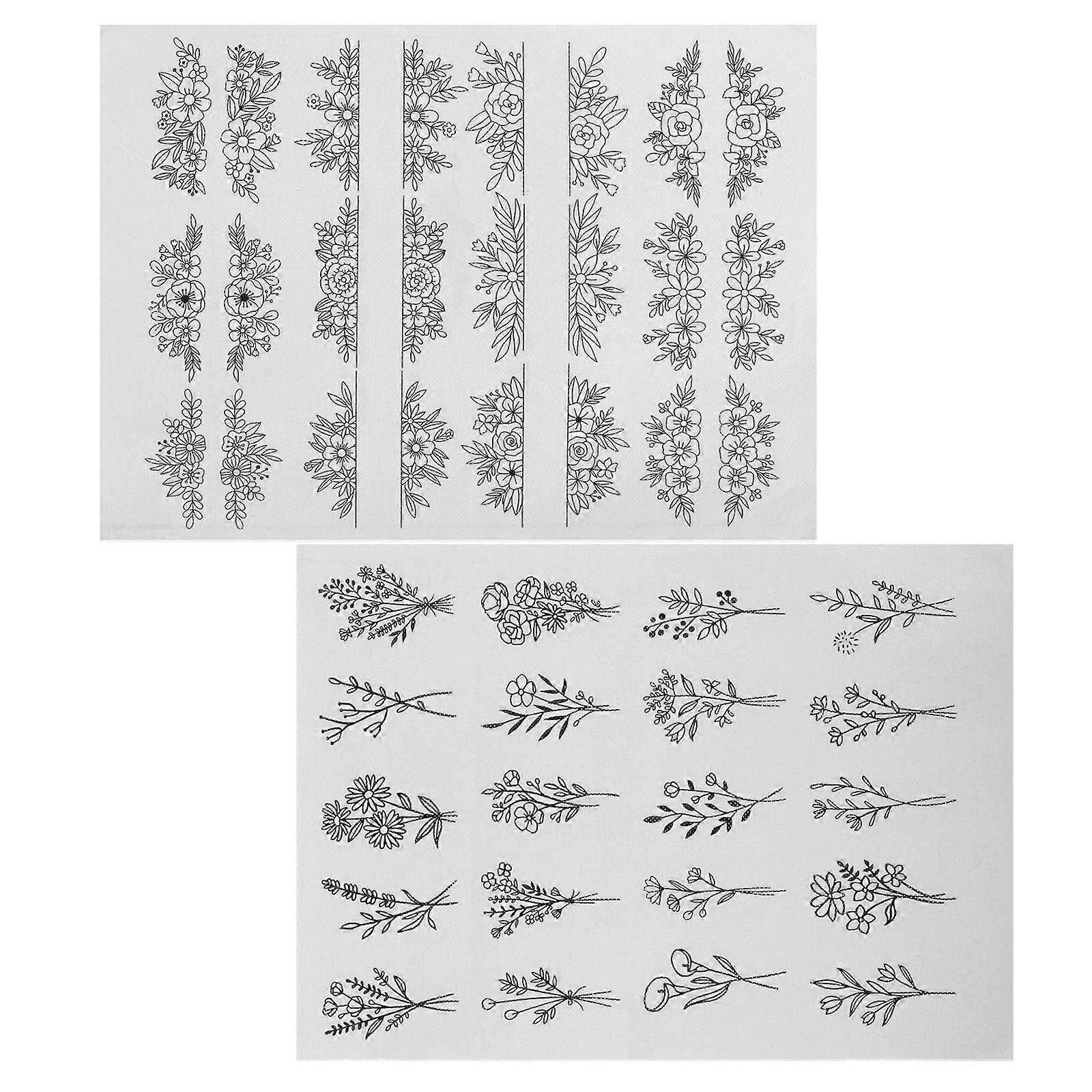 DIY Bohemian Embroidery Patterns Stick and Stitch 2 Sheets