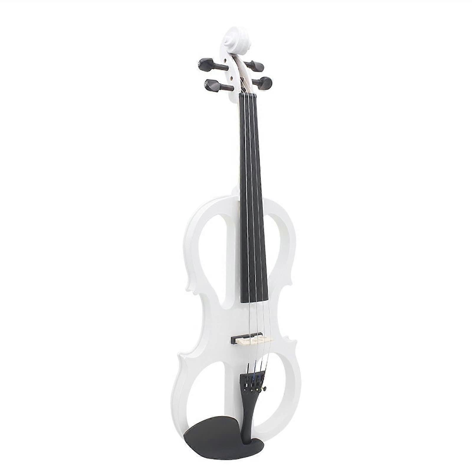 White Electric Violin Electroacoustic Dual Mode with Amplifier Output, Responsive Strings for Practice