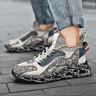 Leichte Herren-Laufschuhe mit Blade-Sohle – Atmungsaktives Mesh, Freizeitschuhe für Spaziergänge, Fitnessstudio und Alltag, Beige