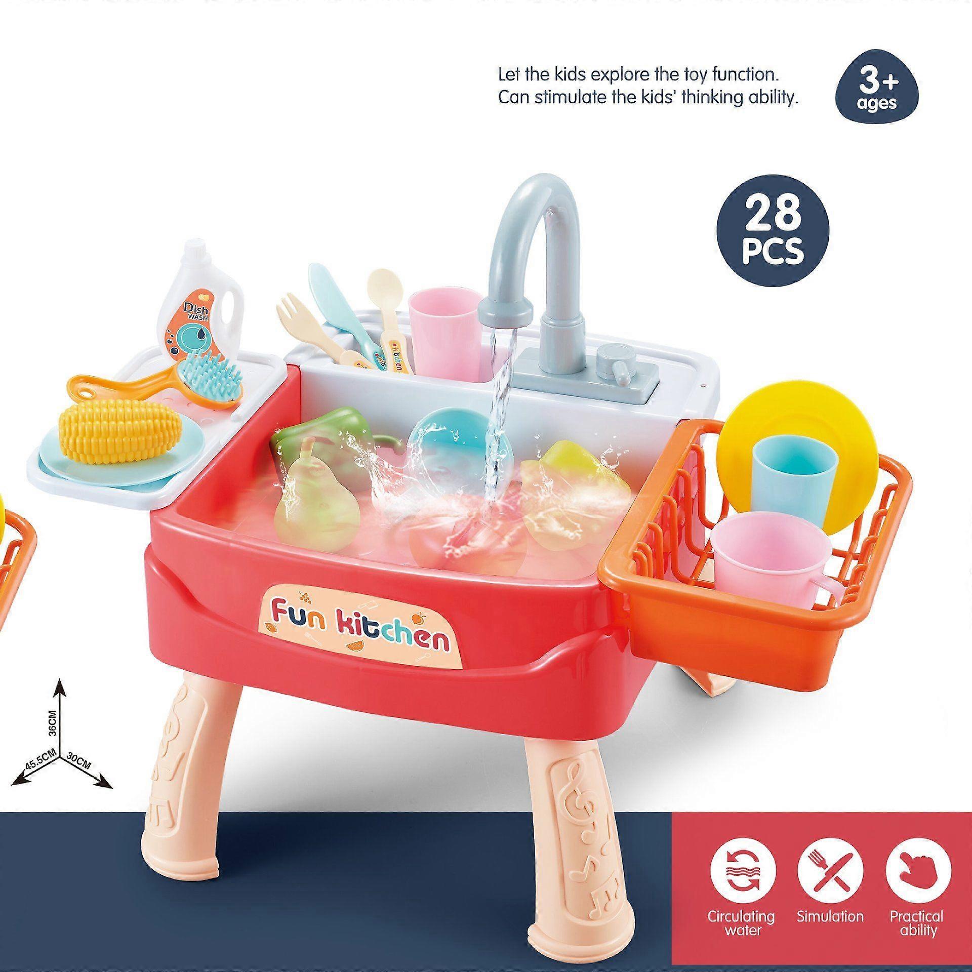 Red, Simulation Dishwasher Circulation Electric Water Kitchen Set