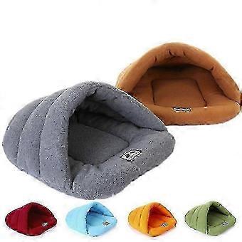 Warm & Cozy Pet Bed for Dogs and Cats, Soft Kennel Mat with Cotton Padding, Green Sleeping Bag for Puppy or Kitten - Size M