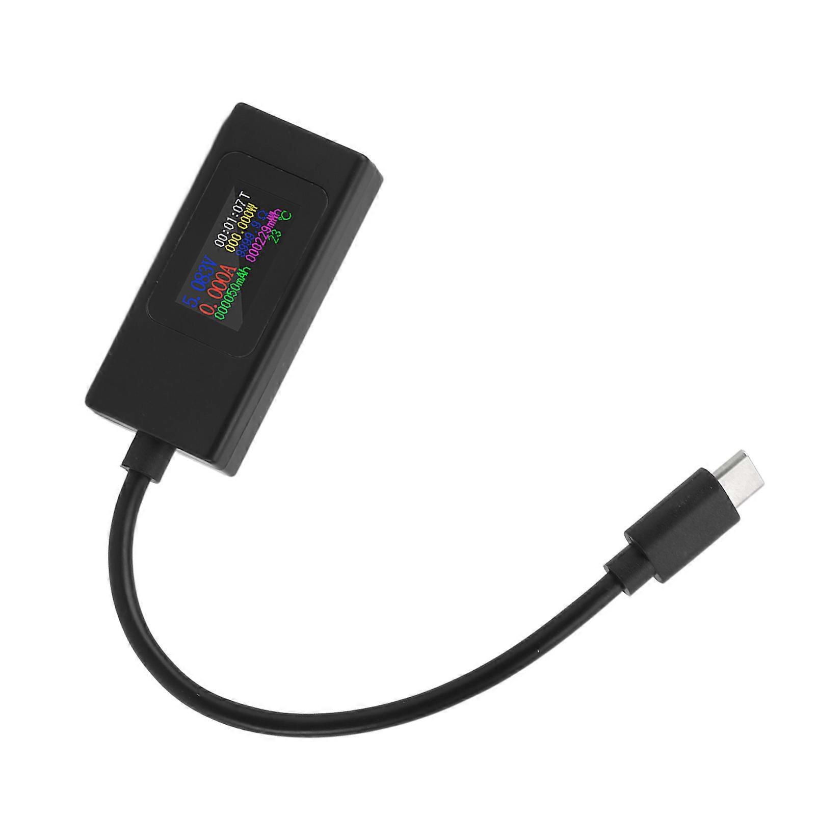 USB C Tester Color Screen Multifunctional Bidirectional Testing USB Current Voltage Meter for Phone Computer Black
