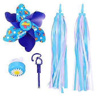 2 juegos de serpentinas con borlas para bicicleta infantil, para decoración del manillar, color azul.