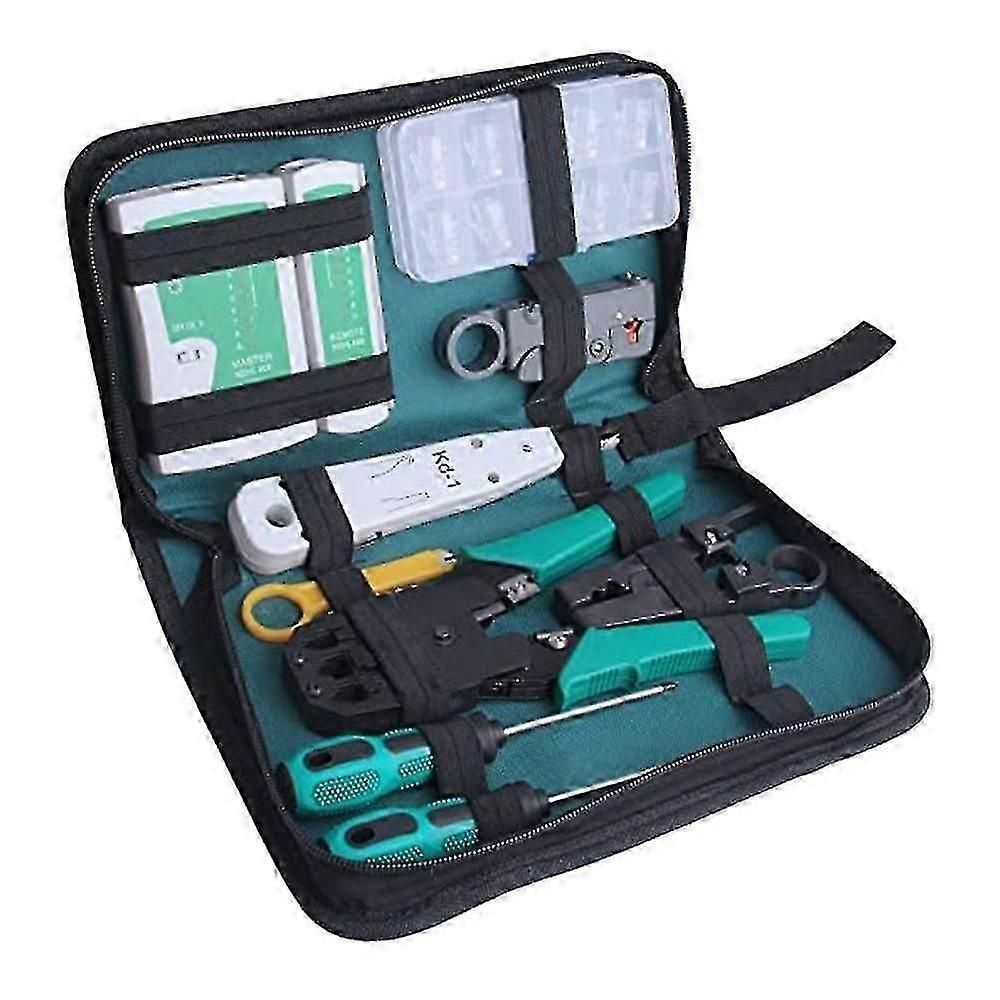 Network Tool Kit, 11pcs Crimping Pliers, Wire Strippers, Network Tester, Multi-function Portable Network Cable Tool Set