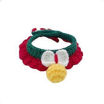 Gentle Meow Pink Handmade Knitted Cat Dog Collar Pet Crochet Silent Bell Scarf Bib Photography Prop Knotbow Necklacem