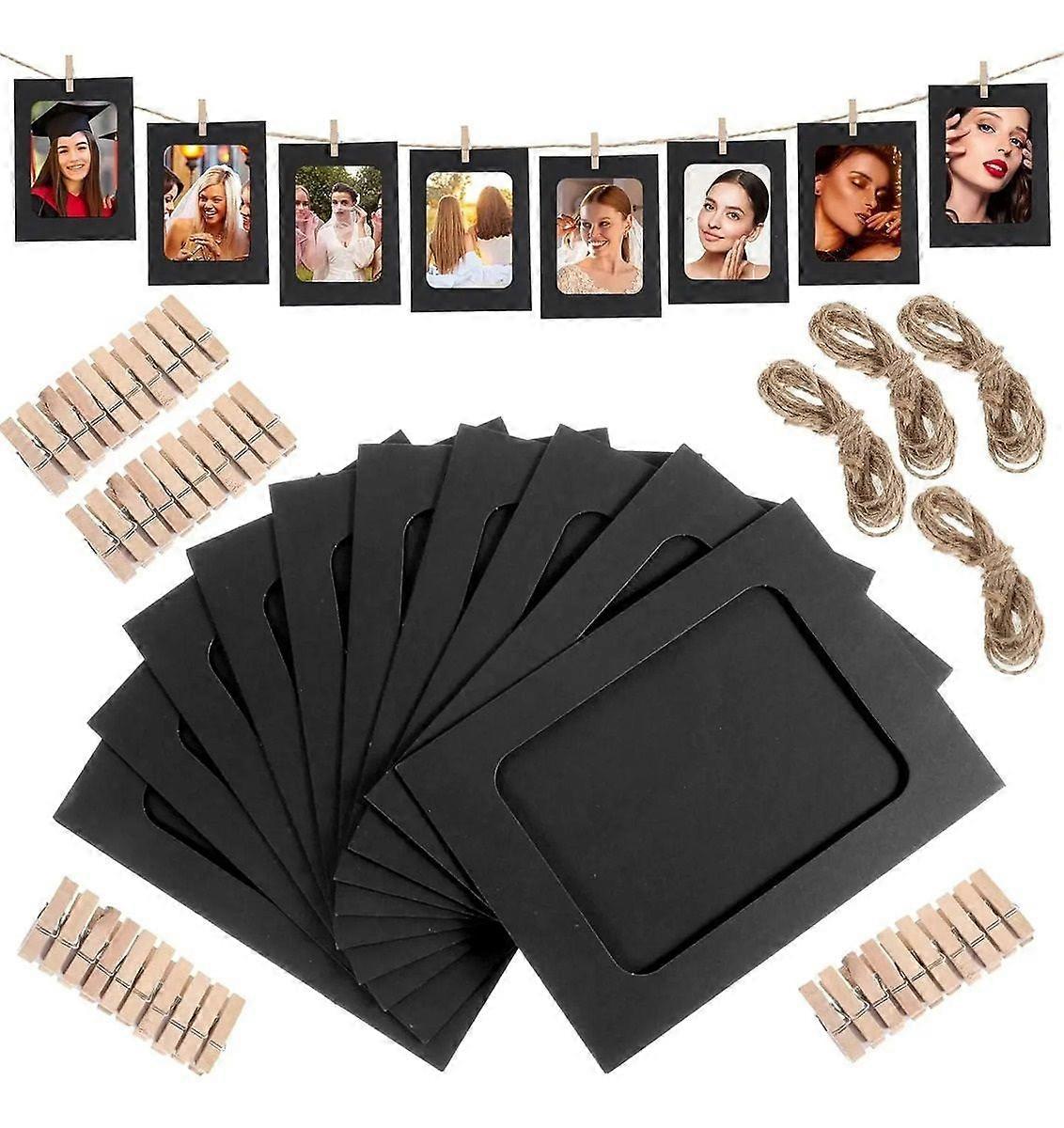 Kraft Photo Frames 4x6 Set 40 Pieces Clips Strings